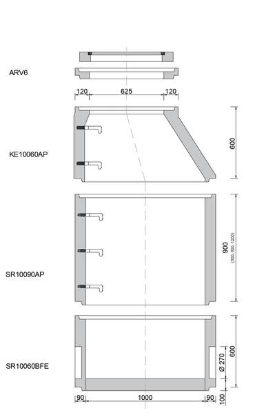Skizze Schachtaufbau Schachtringe DN 1000 mm